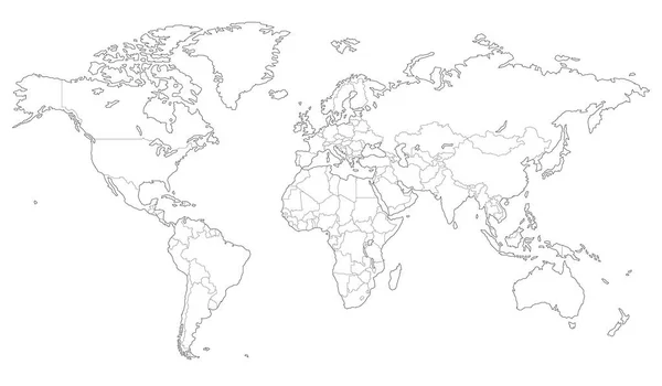 Mapa vectorial delineado del mundo — Vector de stock