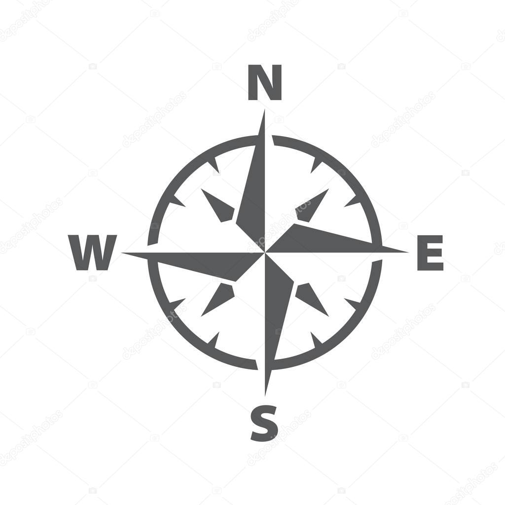 Vector dark grey windrose icon