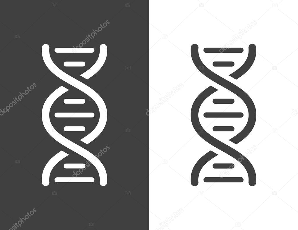 Vector dark grey dna helix icon, with a simple modern look