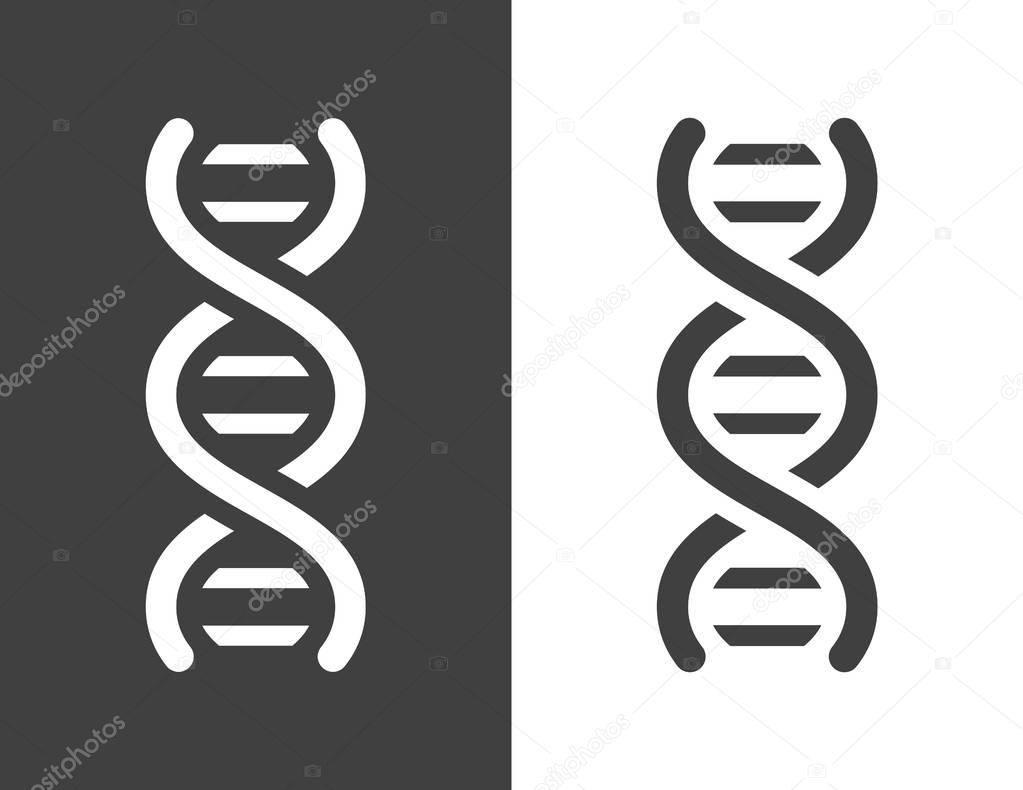 Vector dark grey dna helix icon, with a simple modern look