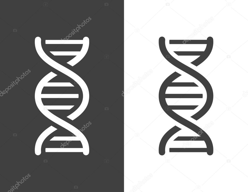 Vector dark grey dna helix icon, with a simple modern look