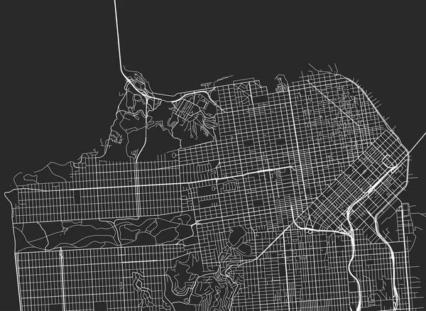 Vector mapa negro de San Francisco — Archivo Imágenes Vectoriales
