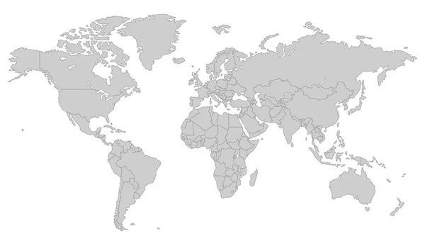 グレー ベクトル世界地図 — ストックベクタ