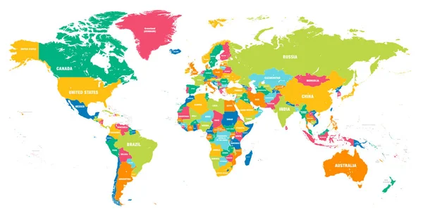 Mapa colorido del mundo del vector — Archivo Imágenes Vectoriales