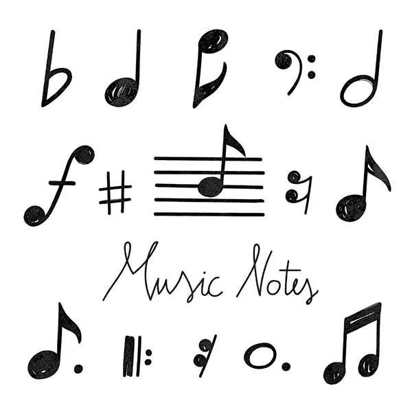 Notas de música desenhada à mão vetorial — Vetor de Stock
