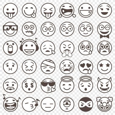 outlined black and white Emoji set 2 clipart