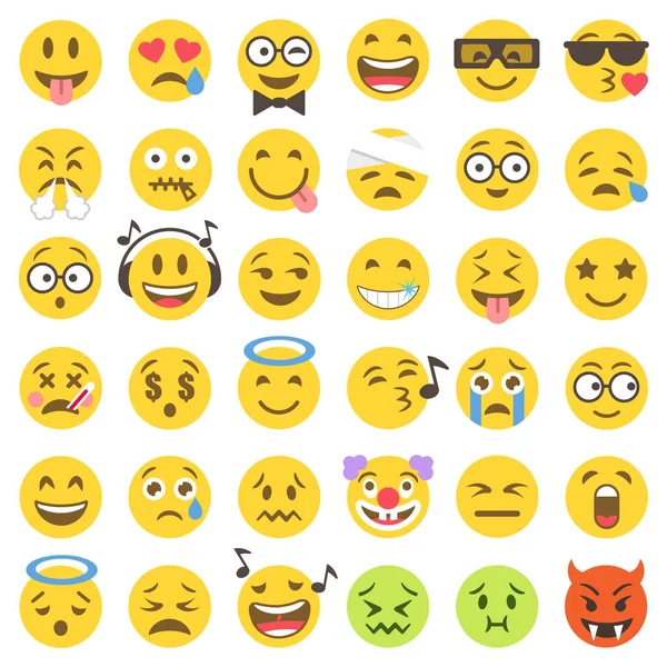 Vector flat emoticons set 2 — Stock Vector