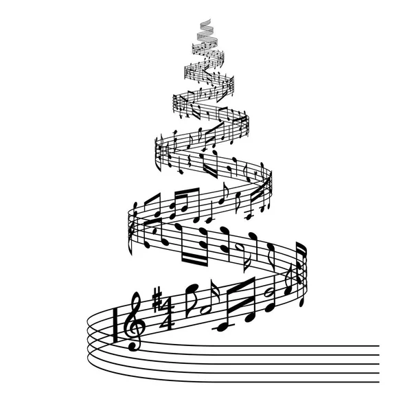 Vector muziek score kerstboom — Stockvector