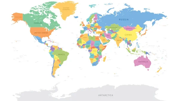 Mappa dettagliata del mondo vettoriale — Vettoriale Stock