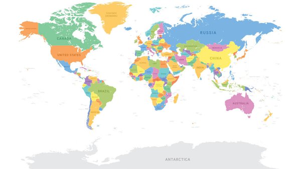 Векторная подробная карта мира
