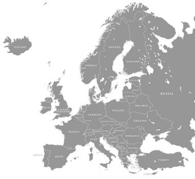 Vektör gri Avrupa Haritası