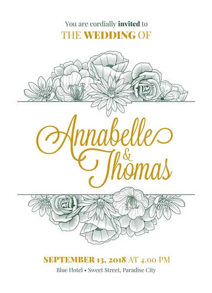 Conception d'invitation de mariage — Image vectorielle