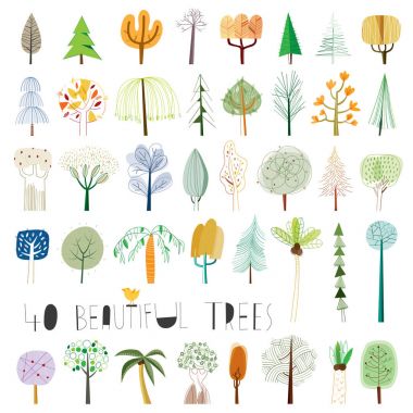 Vektör ağaç illüstrasyon toplama
