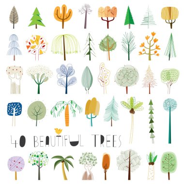 Vektör ağaç illüstrasyon toplama