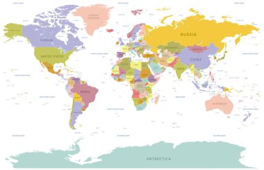 vektör renkli Dünya Haritası