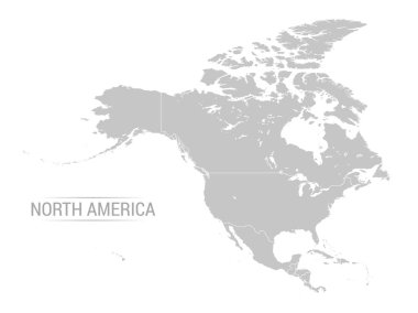 Vektör Kuzey Amerika gri harita