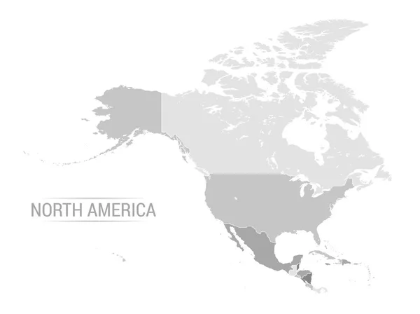 ベクトル マップの北アメリカの灰色 — ストックベクタ