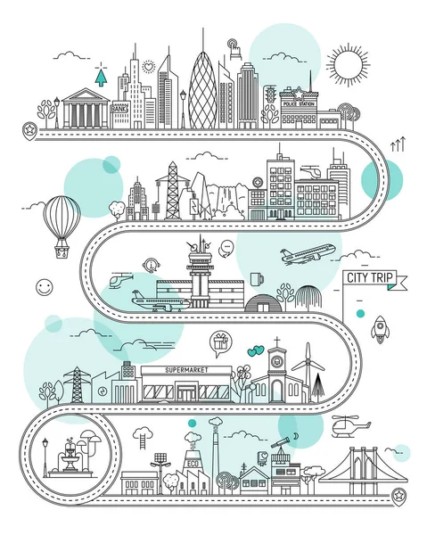 Stad weg infographic sjabloon — Stockvector