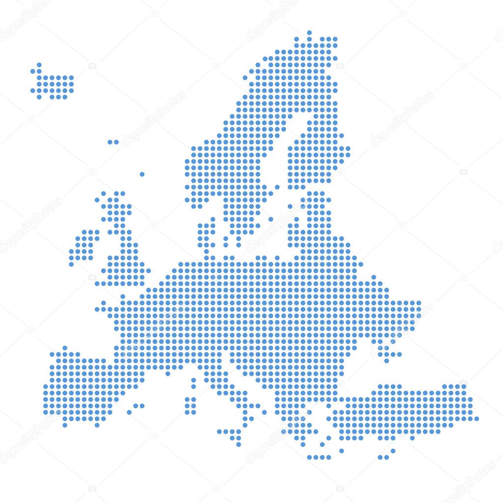 map of Europe in blue vector dots