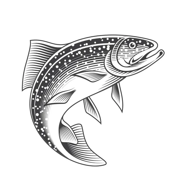 Concepto Pescado Bajo Vintage — Vector de stock