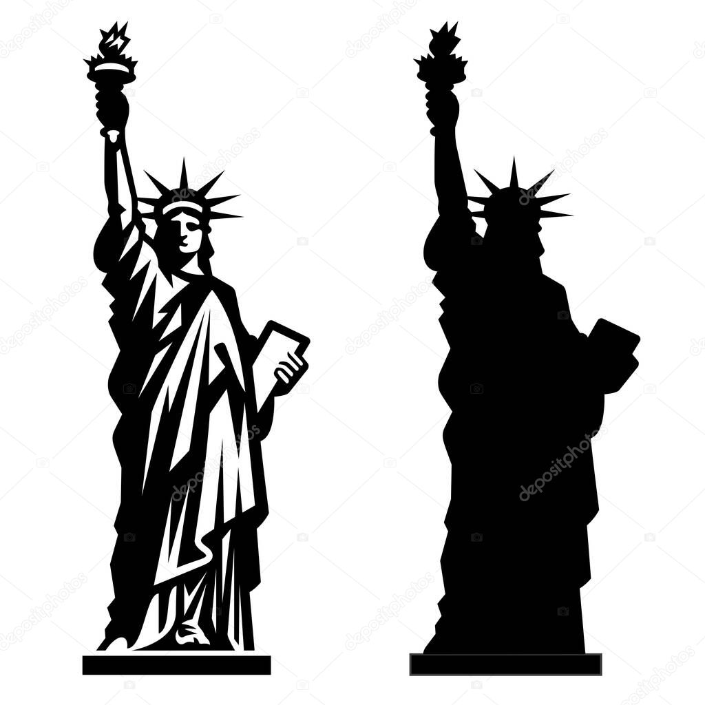 Statue of Liberty. New York landmark. American symbol. Vector silhouette