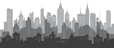 Beyaz arka planda Modern City Skyline. Emlak işi kavramı