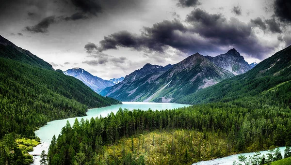 Vista Panorámica Del Lago Cordillera Kucherla Parque Nacional Belukha República — Foto de Stock