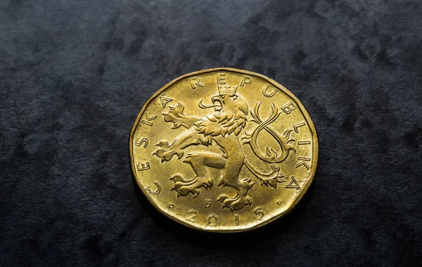 Чеська Республіка Валюти Двадцять Коронки Монета Звернути Назад Чеської Герб — стокове фото