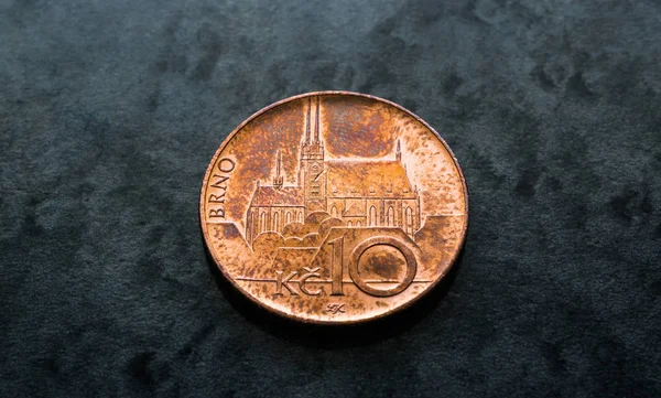 Moneda República Checa Moneda Diez Coronas Reversa Con Catedral Los — Foto de Stock