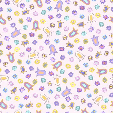 Kır çiçekleri ile çiçek seamless modeli