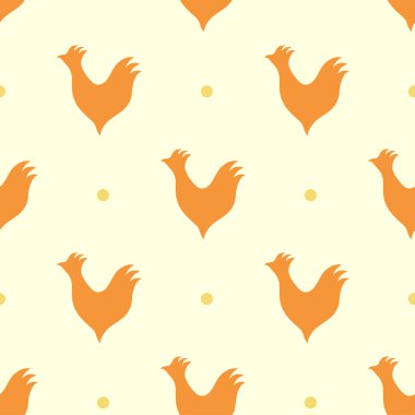 Horozlar ve polka dot ile vektör seamless modeli