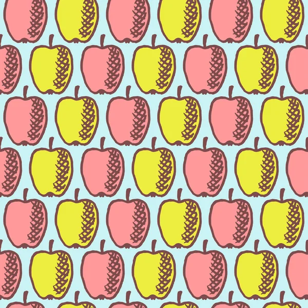 Vektör Serbest çizilmiş karikatür elma ile seamless modeli