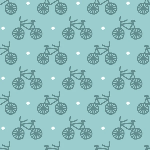 Vektör Serbest çizilmiş karikatür bisiklet ile seamless modeli