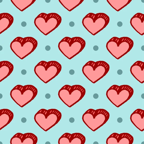Vektör Serbest çizilmiş karikatür kalpleri ile seamless modeli
