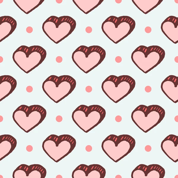 Vektör Serbest çizilmiş karikatür kalpleri ile seamless modeli