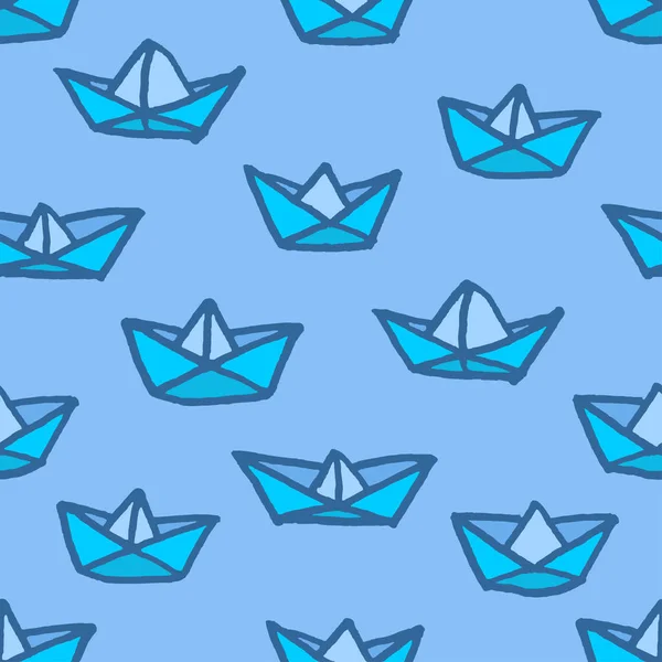 Serbest el çekilmiş kağıt gemiler ile vektör seamless modeli