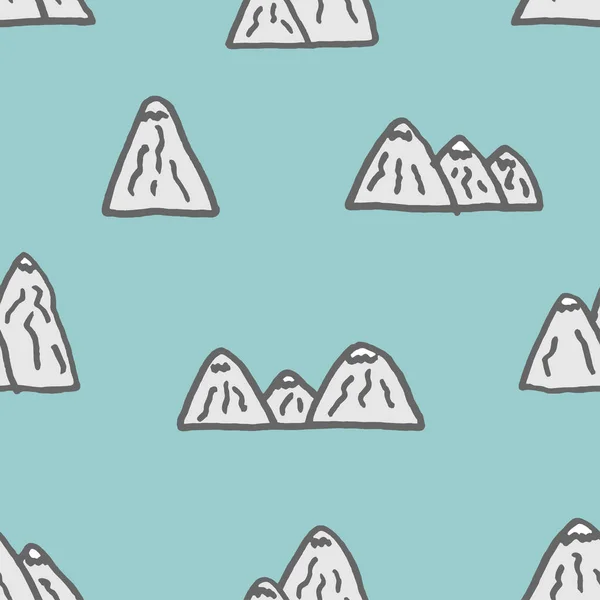 Vector Seamless Pattern Freehand Drawn Cartoon Mountains Rocks Made Kid — Stock Vector