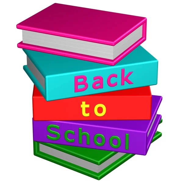Βιβλία με το word: επιστροφή στο σχολείο. 3D rendering. — Φωτογραφία Αρχείου