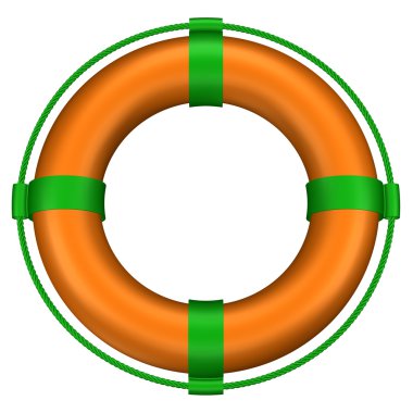 Lifebuoy çizgileri ve ip. 3D render.