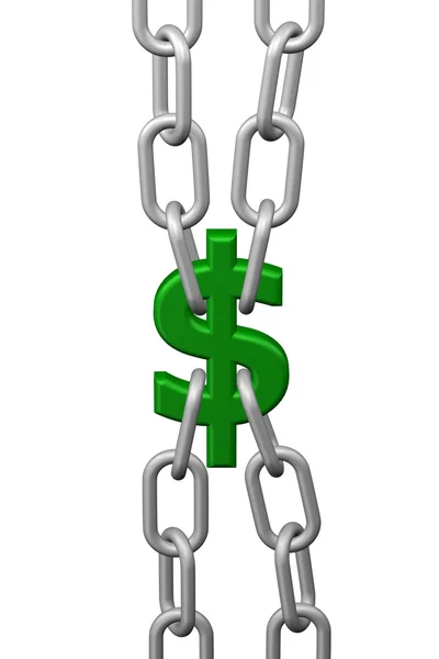 Dolar işareti zincirleri. 3D render.