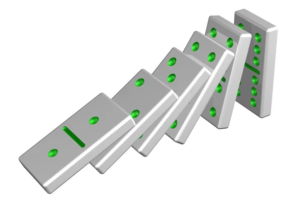 Conceito: efeito dominó. Renderização 3D . — Fotografia de Stock