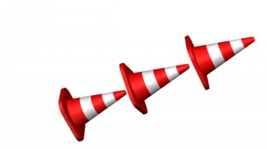 Trafik konileri yerleştirerek. 3D render.