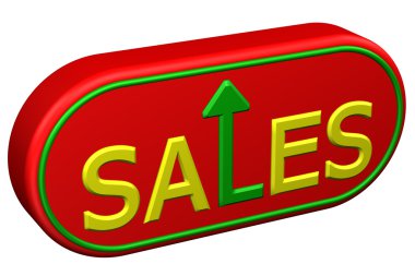 Konsept: satış ok ile kelime. 3D render.