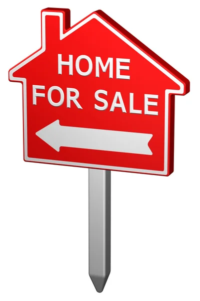 Domů na prodej znamení. 3D vykreslování. — Stock fotografie