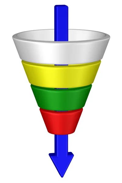 Концепция: воронка для покупки. 3D рендеринг . — стоковое фото
