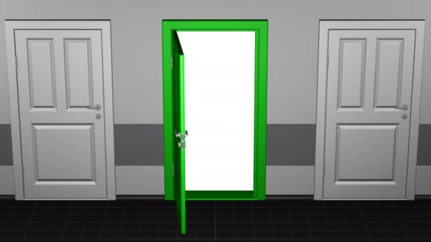 Door opening and camera go to inside. 3D rendering. — Stock Video