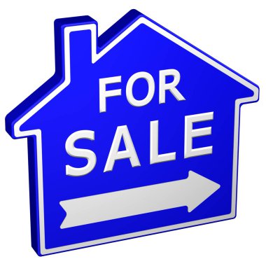 Ev satışı işareti için. 3D render.