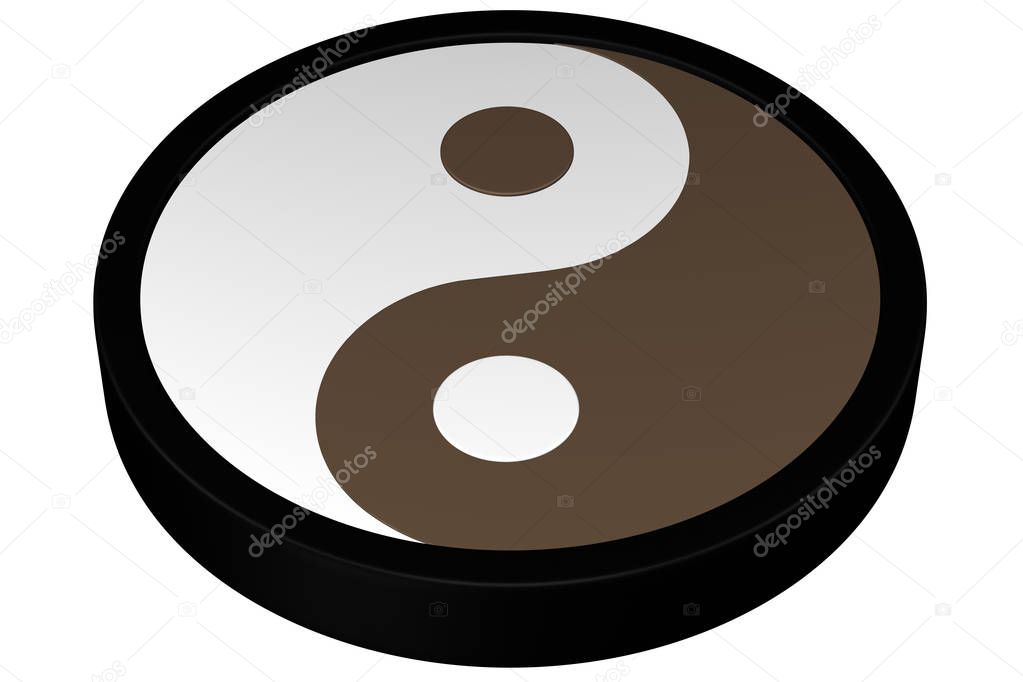 Yin Yang Symbol. 3D rendering.