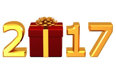 Konsept: Yıl 2017 kutusunu. 3D render.