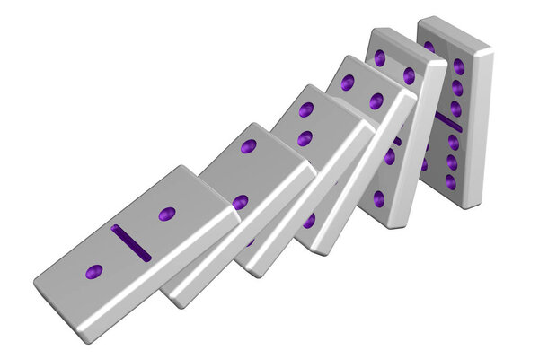 Concept: domino effect. 3D rendering.